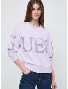 Βαμβακερή μπλούζα Guess γυναικεία, χρώμα: ροζ