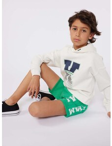 Παιδική μπλούζα Karl Lagerfeld χρώμα: μπεζ, με κουκούλα