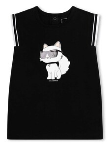 Βρεφικό βαμβακερό φόρεμα Karl Lagerfeld χρώμα: μαύρο