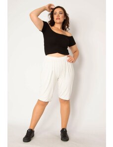 Şans Women's Plus Size Viscose Shorts With Elastic Bone Waist