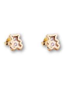 Paraxenies Χρυσά σκουλαρίκια από 9 καράτια γνήσιου χρυσού με πέτρες ζιργκόν σχέδιο αρκουδάκια