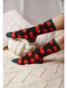 Comfort Κάλτσες γυναικείες με ντομάτες - Μαύρο