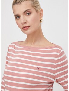 Βαμβακερή μπλούζα με μακριά μανίκια Tommy Hilfiger χρώμα: ροζ