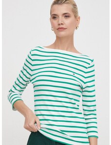 Βαμβακερή μπλούζα με μακριά μανίκια Tommy Hilfiger χρώμα: πράσινο