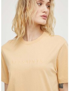 Βαμβακερό μπλουζάκι AllSaints PIPPA γυναικείο, χρώμα: κίτρινο