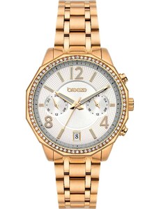BREEZE Crystal Dual Time - 212451.4, Rose Gold case with Stainless Steel Bracelet