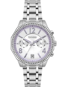 BREEZE Crystal Dual Time - 612451.2, Silver case with Stainless Steel Bracelet