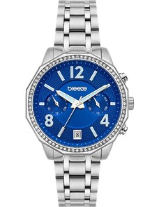 BREEZE Crystal Dual Time - 612451.3, Silver case with Stainless Steel Bracelet
