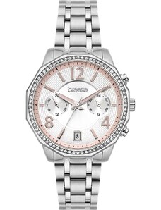 BREEZE Crystal Dual Time - 612451.4, Silver case with Stainless Steel Bracelet