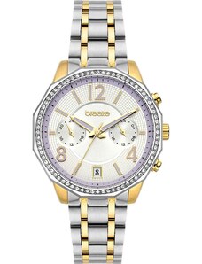 BREEZE Crystal Dual Time - 712451.1, Silver case with Stainless Steel Bracelet