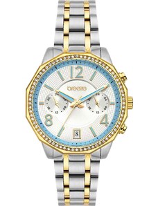 BREEZE Crystal Dual Time - 712451.3, Silver case with Stainless Steel Bracelet
