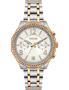 BREEZE Crystal Dual Time - 712451.7, Silver case with Stainless Steel Bracelet