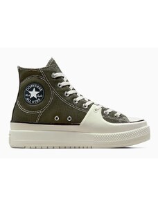 Πάνινα παπούτσια Converse Chuck Taylor All Star Construct HI χρώμα: πράσινο, A06618C