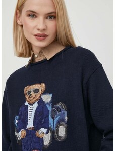 Βαμβακερό πουλόβερ Polo Ralph Lauren χρώμα: ναυτικό μπλε