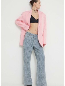 Σακάκι Moschino Jeans χρώμα: ροζ