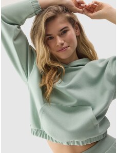 4F Women's organic cotton pullover hooded sweatshirt - green