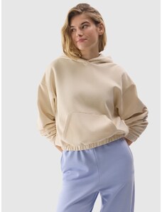 4F Women's organic cotton pullover hooded sweatshirt - cream
