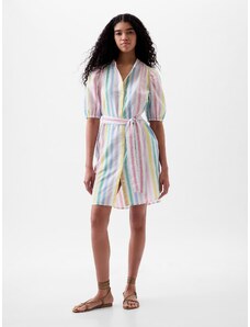GAP Multi Linen-Cotton Puff Sleeve Mini Πουκάμισο-Φόρεμα