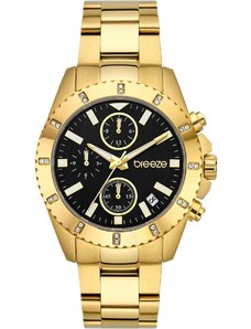 BREEZE Obsession Crystals Chronograph - 212461.2, Gold case with Stainless Steel Bracelet