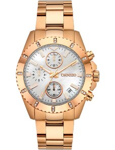 BREEZE Obsession Crystals Chronograph - 212461.4, Rose Gold case with Stainless Steel Bracelet