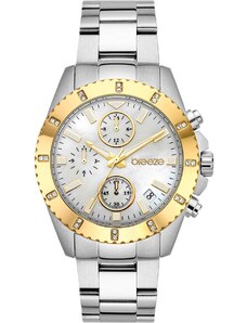 BREEZE Obsession Crystals Chronograph - 612461.2, Silver case with Stainless Steel Bracelet