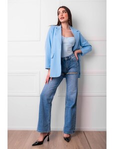 Joy Fashion House Diane τζίν παντελόνι με αναοίγματα και strass μπλε