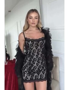Joy Fashion House Thistle μίνι φόρεμα δαντέλα μαύρο
