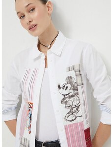 Βαμβακερό πουκάμισο Desigual x Disney χρώμα: άσπρο