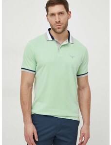 Βαμβακερό μπλουζάκι πόλο Barbour χρώμα: πράσινο