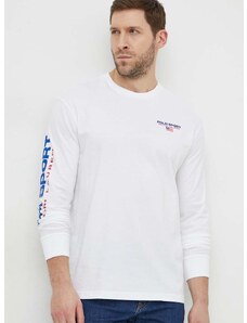 Βαμβακερή μπλούζα με μακριά μανίκια Polo Ralph Lauren χρώμα: άσπρο