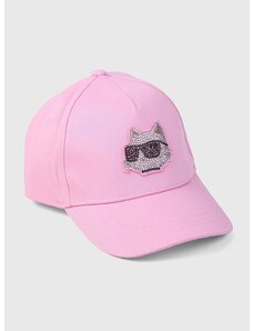 Παιδικό βαμβακερό καπέλο μπέιζμπολ Karl Lagerfeld χρώμα: ροζ