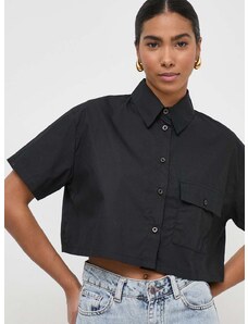 Βαμβακερό πουκάμισο Silvian Heach χρώμα: μαύρο