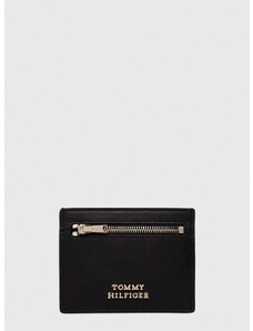 Δερμάτινο πορτοφόλι Tommy Hilfiger γυναικεία, χρώμα: μαύρο