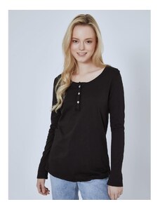 Celestino Βαμβακερή μπλούζα με κουμπιά μαυρο για Γυναίκα