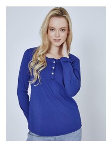 Celestino Βαμβακερή μπλούζα με κουμπιά μπλε ελεκτρικ για Γυναίκα