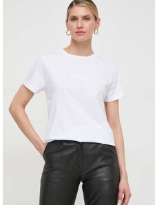 Βαμβακερό μπλουζάκι Pinko γυναικεία, χρώμα: άσπρο