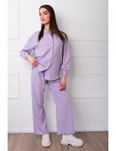 Joy Fashion House Dean σετ πουκάμισο-παντελόνι ριγέ λιλά