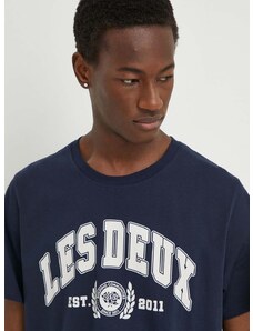 Βαμβακερό μπλουζάκι Les Deux ανδρικά, χρώμα: ναυτικό μπλε