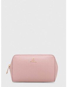 Δερμάτινη τσάντα καλλυντικών Furla χρώμα: ροζ