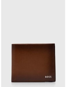 Δερμάτινο πορτοφόλι BOSS ανδρικά, χρώμα: καφέ