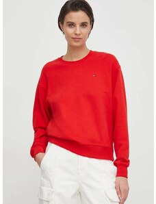 Βαμβακερή μπλούζα Tommy Hilfiger γυναικεία, χρώμα: κόκκινο