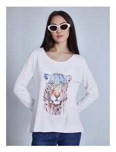 Celestino Μπλούζα με strass τίγρη λευκο για Γυναίκα