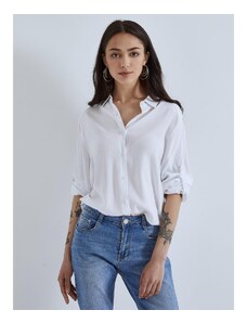 Celestino Μονόχρωμο ασύμμετρο πουκάμισο λευκο για Γυναίκα