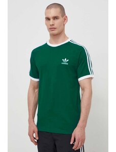 Βαμβακερό μπλουζάκι adidas Originals 3-Stripes Tee ανδρικό, χρώμα: πράσινο, IM9387