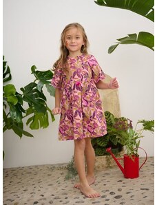 DPAM Παιδικό Φόρεμα για Κορίτσια Pink Leaves - ΡΟΖ