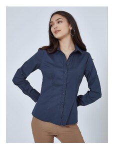 Celestino Ελαστικό πουκάμισο με βαμβάκι σκουρο μπλε για Γυναίκα