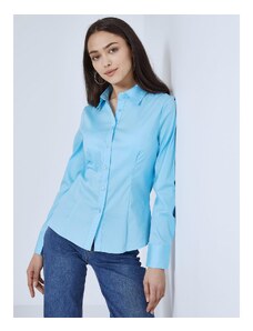 Celestino Ελαστικό πουκάμισο με βαμβάκι γαλαζιο για Γυναίκα