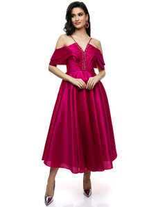 RichgirlBoudoir Μίντι Φόρεμα Κλός Με Πεστά Μανίκια και Πέρλες - Το Απόλυτο Ένδυμα Για Κάθε Εκδήλωση