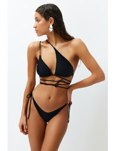 Trendyol Black One-Shoulder Cut Out/Windowed Regular Bikini Set