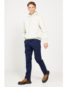 AC&Co / Altınyıldız Classics Men's Navy Blue Extra Slim Fit Slim Fit Cargo Pocket Cotton Stretch Trousers